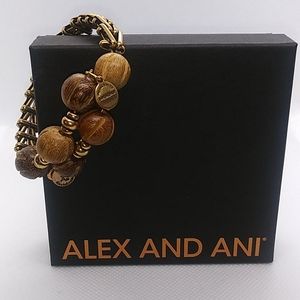 RARE Alex and Ani Vintage 66 Wood Bead Gypsy Wrap